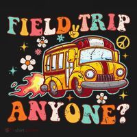 Field Trip Anyone Groovy School Bus Driver Yellow Bus Women's Hoodie thumb 2