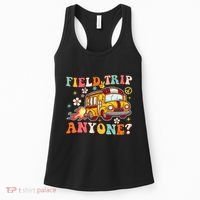 Field Trip Anyone Groovy School Bus Driver Yellow Bus Women's Tank Top thumb 0