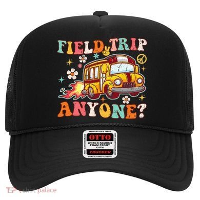 Field Trip Anyone Groovy School Bus Driver Yellow Bus Hat