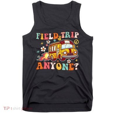 Field Trip Anyone Groovy School Bus Driver Yellow Bus Tank Top