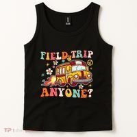 Field Trip Anyone Groovy School Bus Driver Yellow Bus Tank Top thumb 2