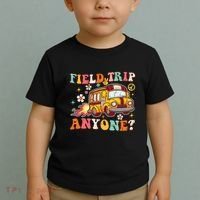 Field Trip Anyone Groovy School Bus Driver Yellow Bus Toddler T-Shirt thumb 2