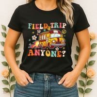 Field Trip Anyone Groovy School Bus Driver Yellow Bus Women's T-Shirt thumb 2