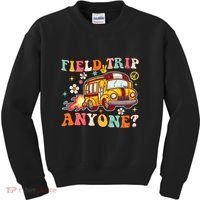 Field Trip Anyone Groovy School Bus Driver Yellow Bus Kids Sweatshirt thumb 0