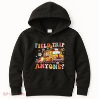 Field Trip Anyone Groovy School Bus Driver Yellow Bus Kids Hoodie thumb 0