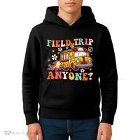 Field Trip Anyone Groovy School Bus Driver Yellow Bus Kids Hoodie thumb 4