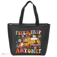 Field Trip Anyone Groovy School Bus Driver Yellow Bus Tote Bag thumb 0