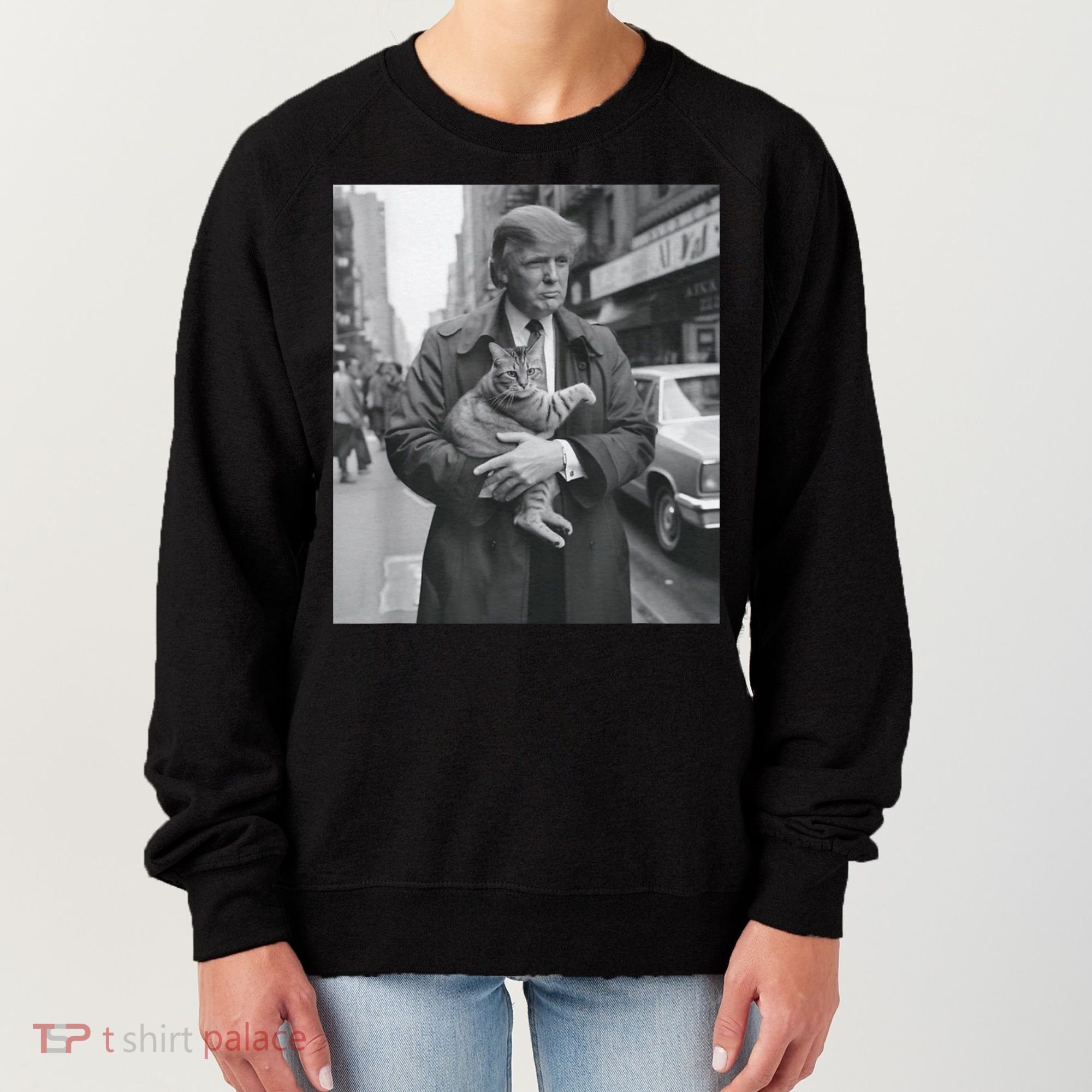 Funny Trump And Cat Funny Political Women's Sweatshirt