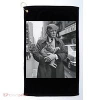 Funny Trump And Cat Funny Political Golf Towel thumb 0