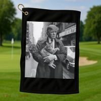 Funny Trump And Cat Funny Political Golf Towel thumb 1