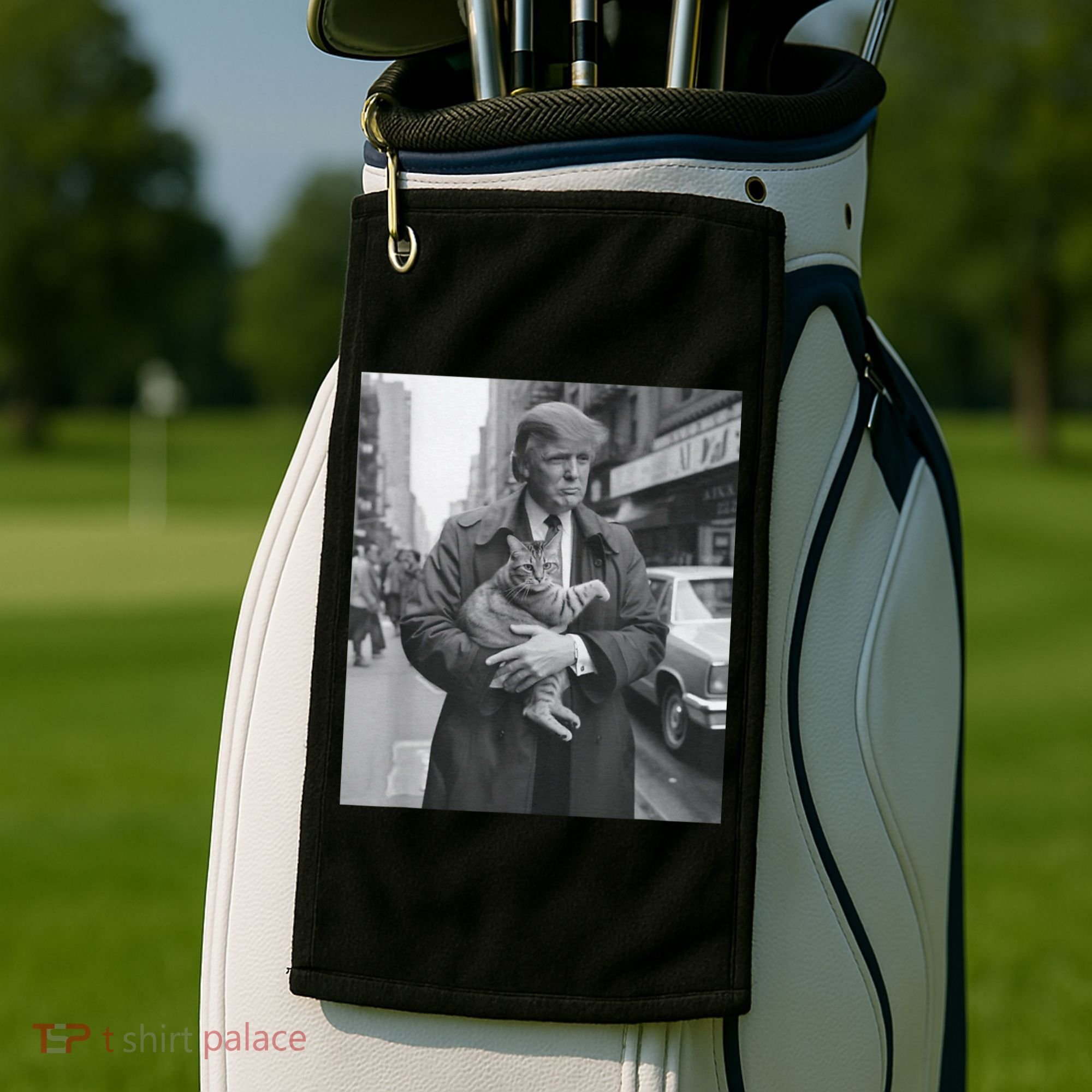 Funny Trump And Cat Funny Political Golf Towel