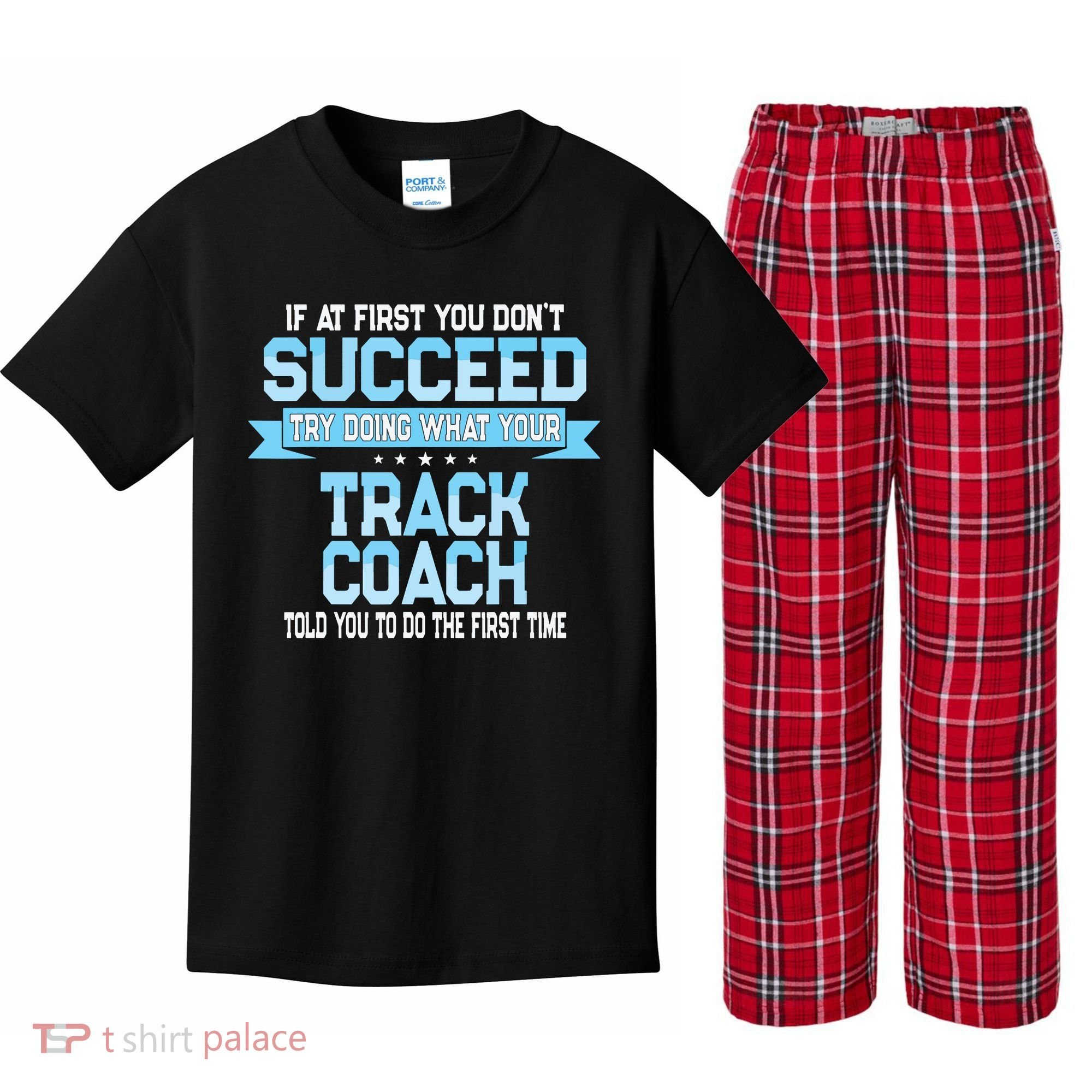 Fun Track And Field Coach Gift Funny Track Saying Kids Plaid Pajama Set