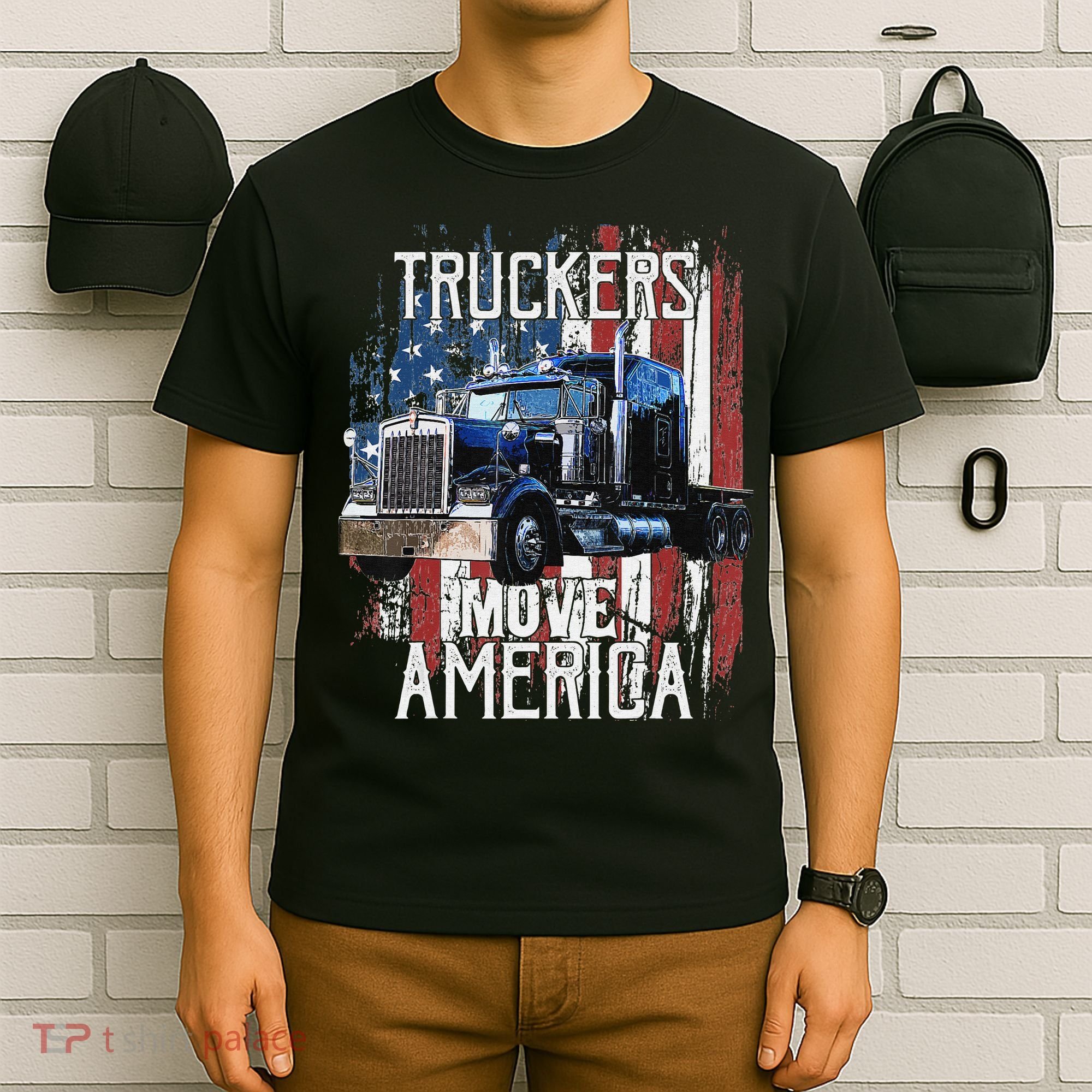 Funny Trucker American Flag Truck Driver Shirt Truck Driver Gift T-Shirt