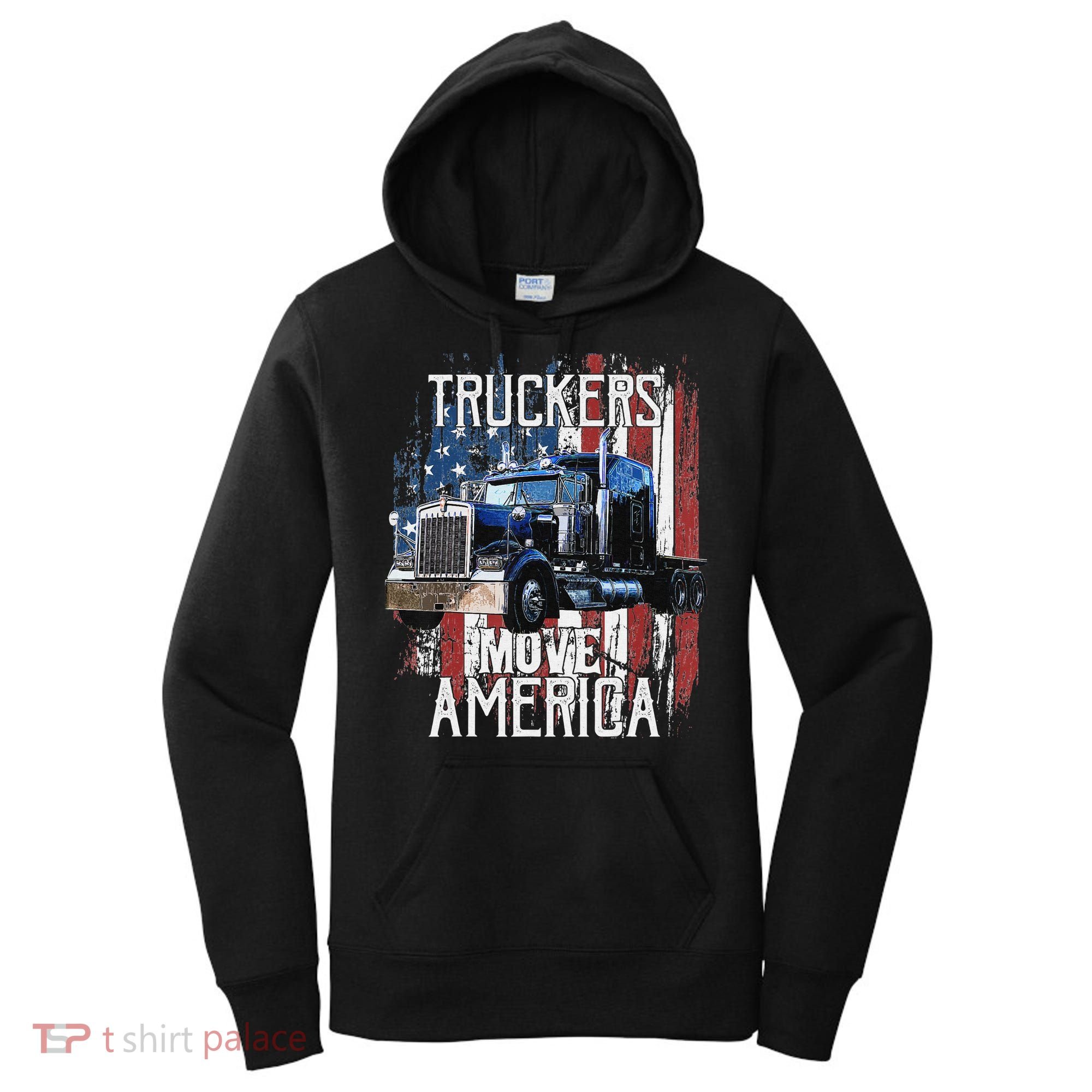Funny Trucker American Flag Truck Driver Shirt Truck Driver Gift Women's Hoodie