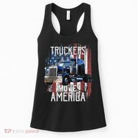 Funny Trucker American Flag Truck Driver Shirt Truck Driver Gift Women's Tank Top thumb 0