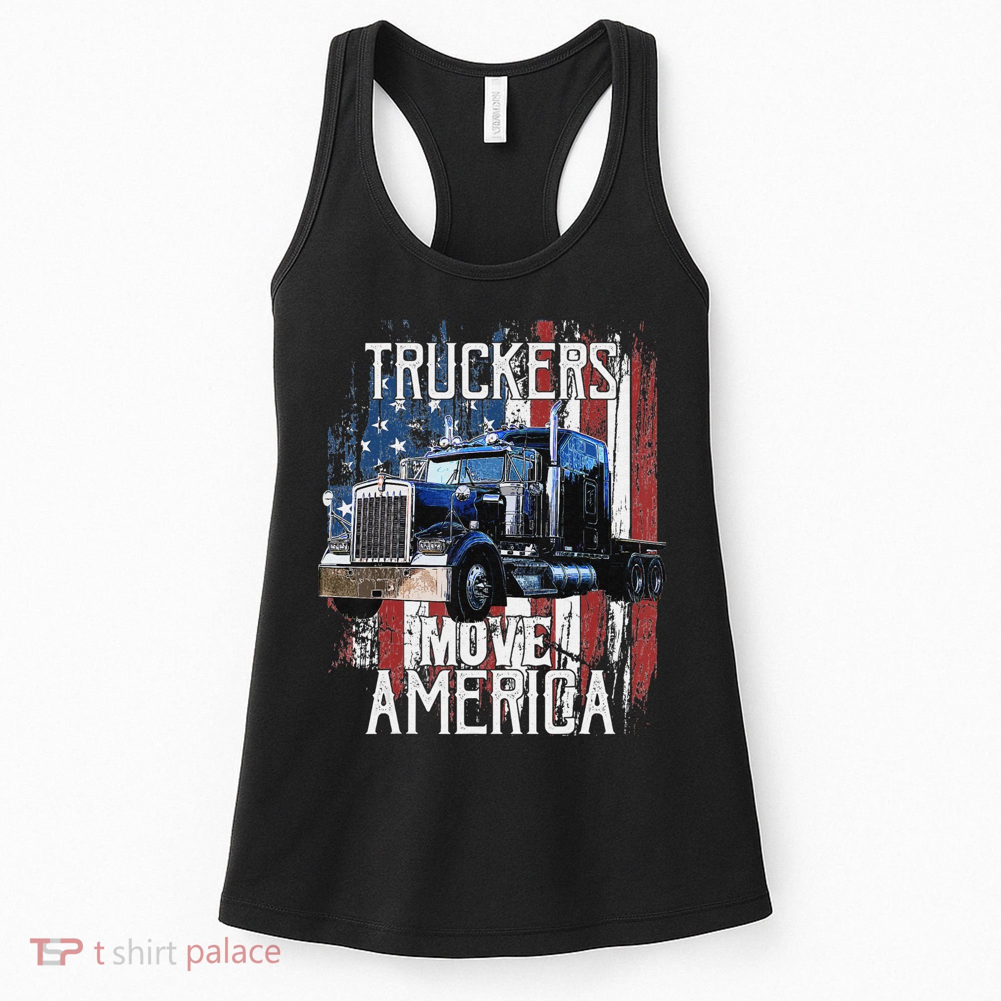 Funny Trucker American Flag Truck Driver Shirt Truck Driver Gift Women's Tank Top