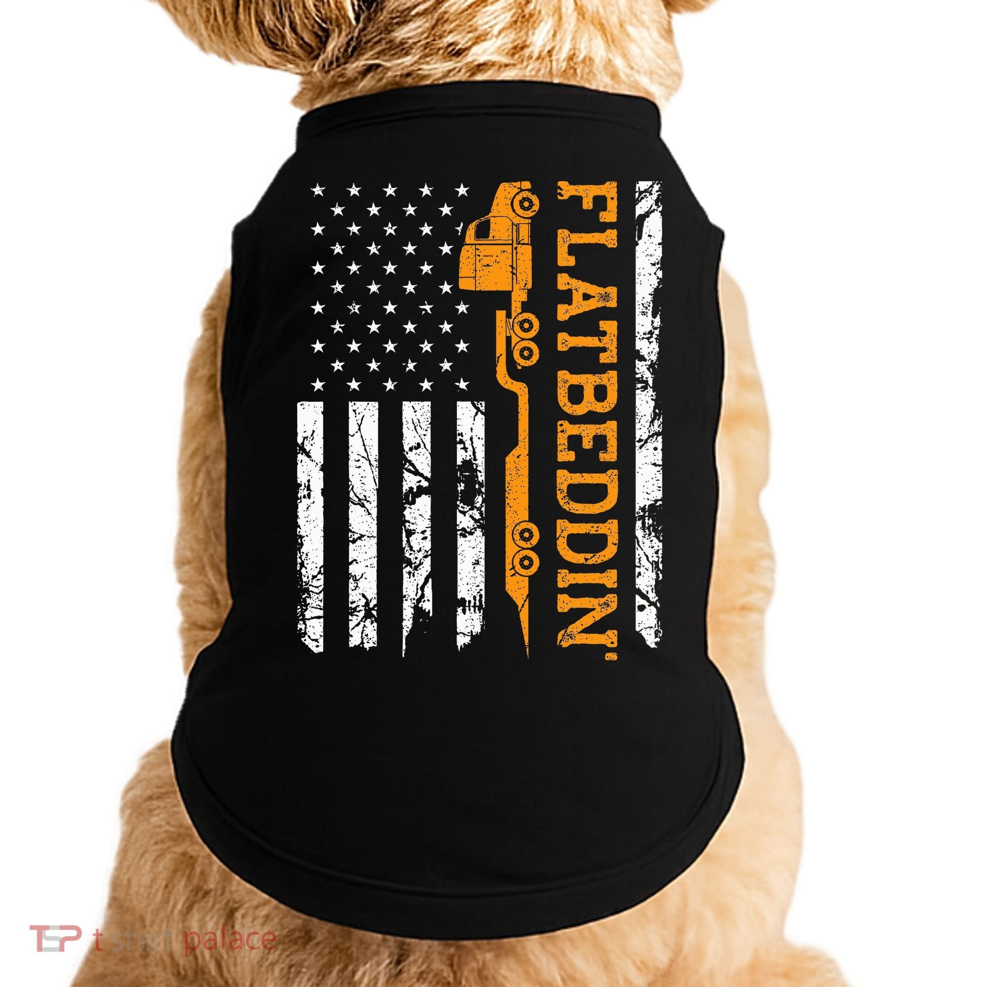 Flatbedder Truck American Flag Patriotic Flatbed Trucker Doggie Tank