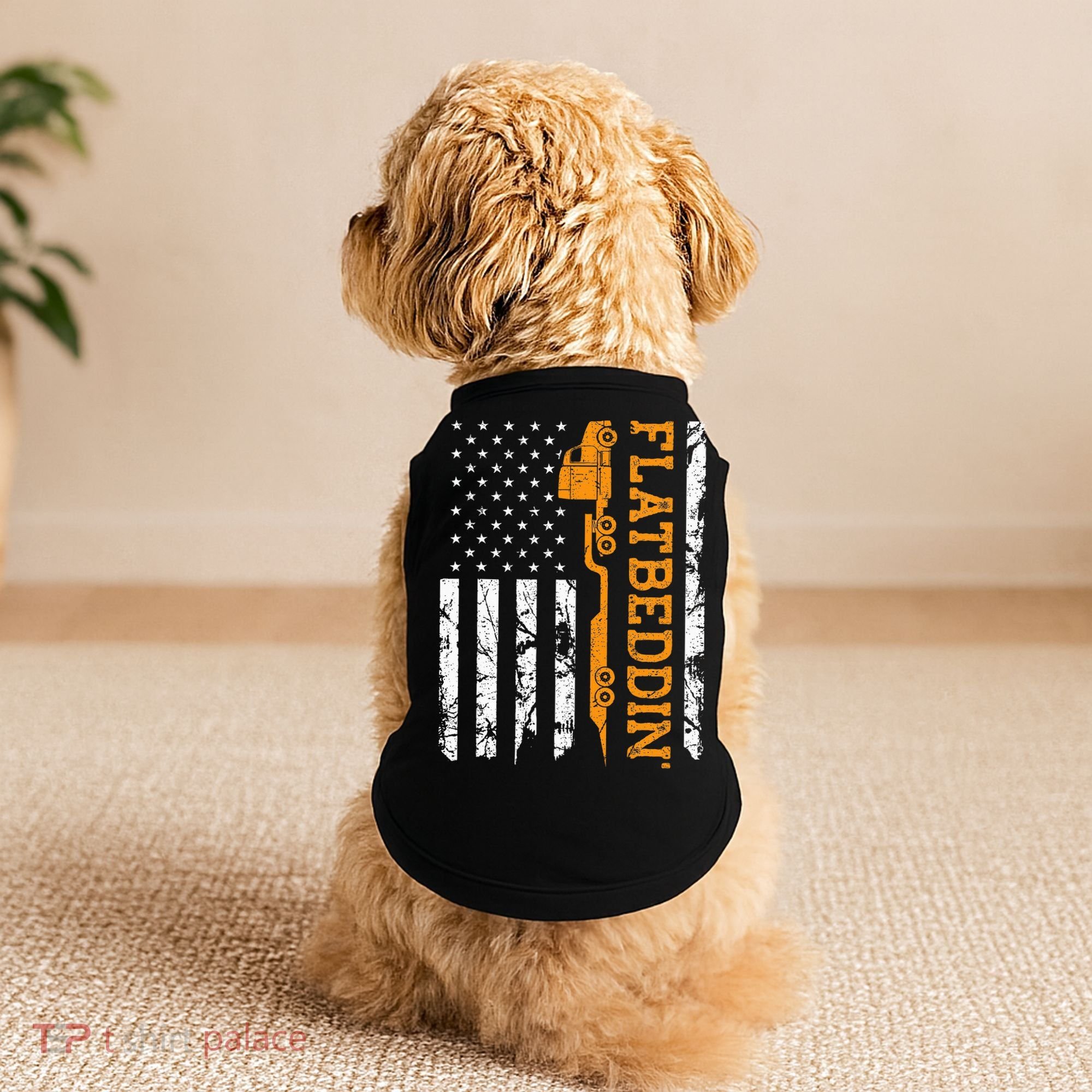 Flatbedder Truck American Flag Patriotic Flatbed Trucker Doggie Tank