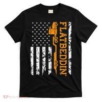 Flatbedder Truck American Flag Patriotic Flatbed Trucker T-Shirt thumb 0