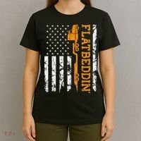Flatbedder Truck American Flag Patriotic Flatbed Trucker T-Shirt thumb 4
