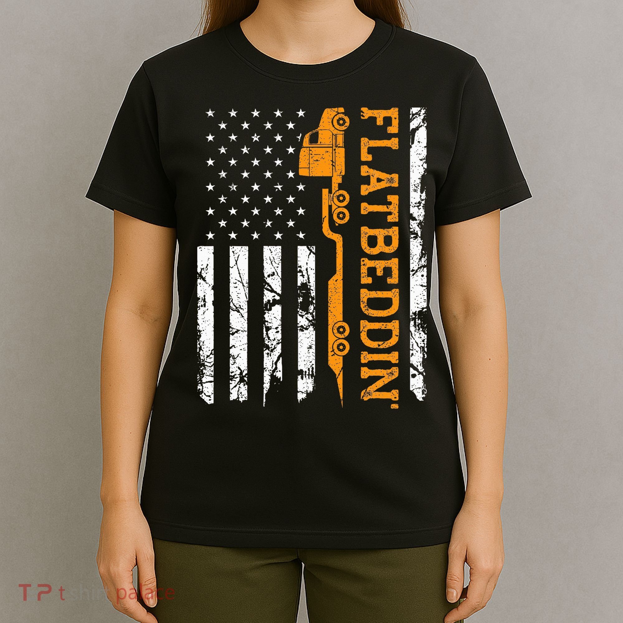 Flatbedder Truck American Flag Patriotic Flatbed Trucker T-Shirt
