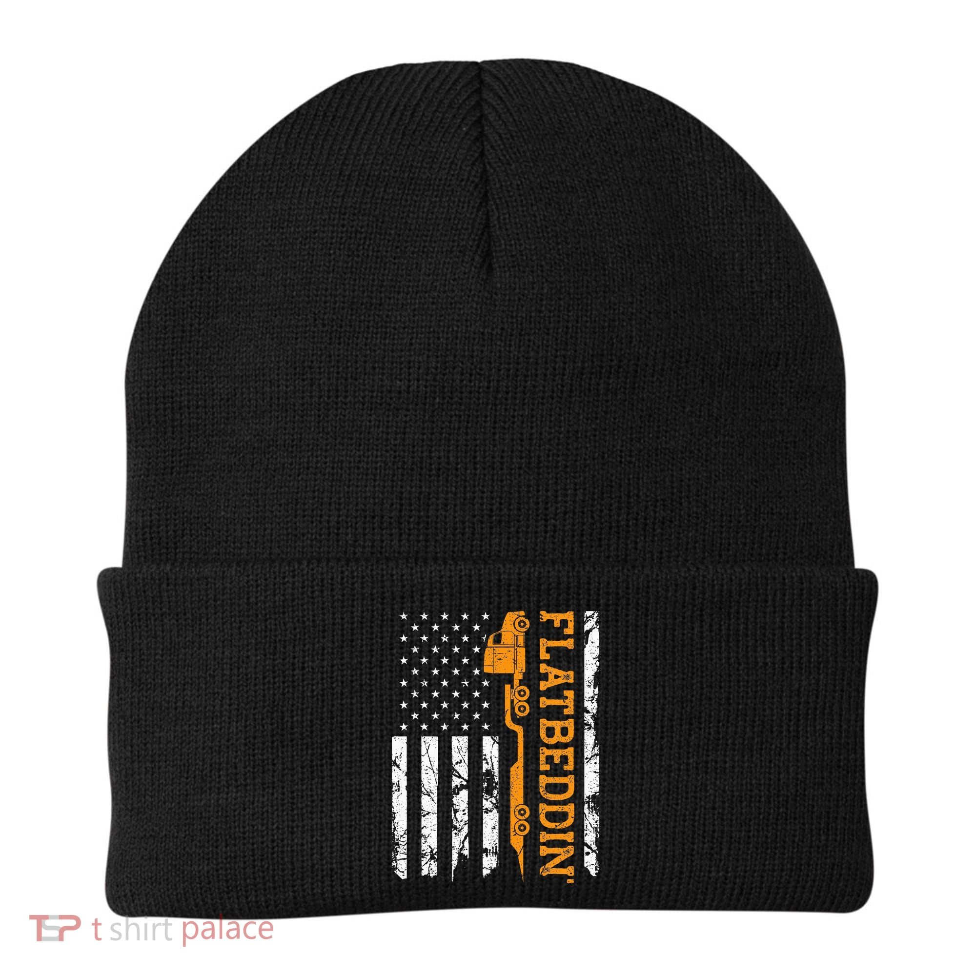 Flatbedder Truck American Flag Patriotic Flatbed Trucker Beanie