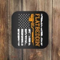 Flatbedder Truck American Flag Patriotic Flatbed Trucker Coaster thumb 0