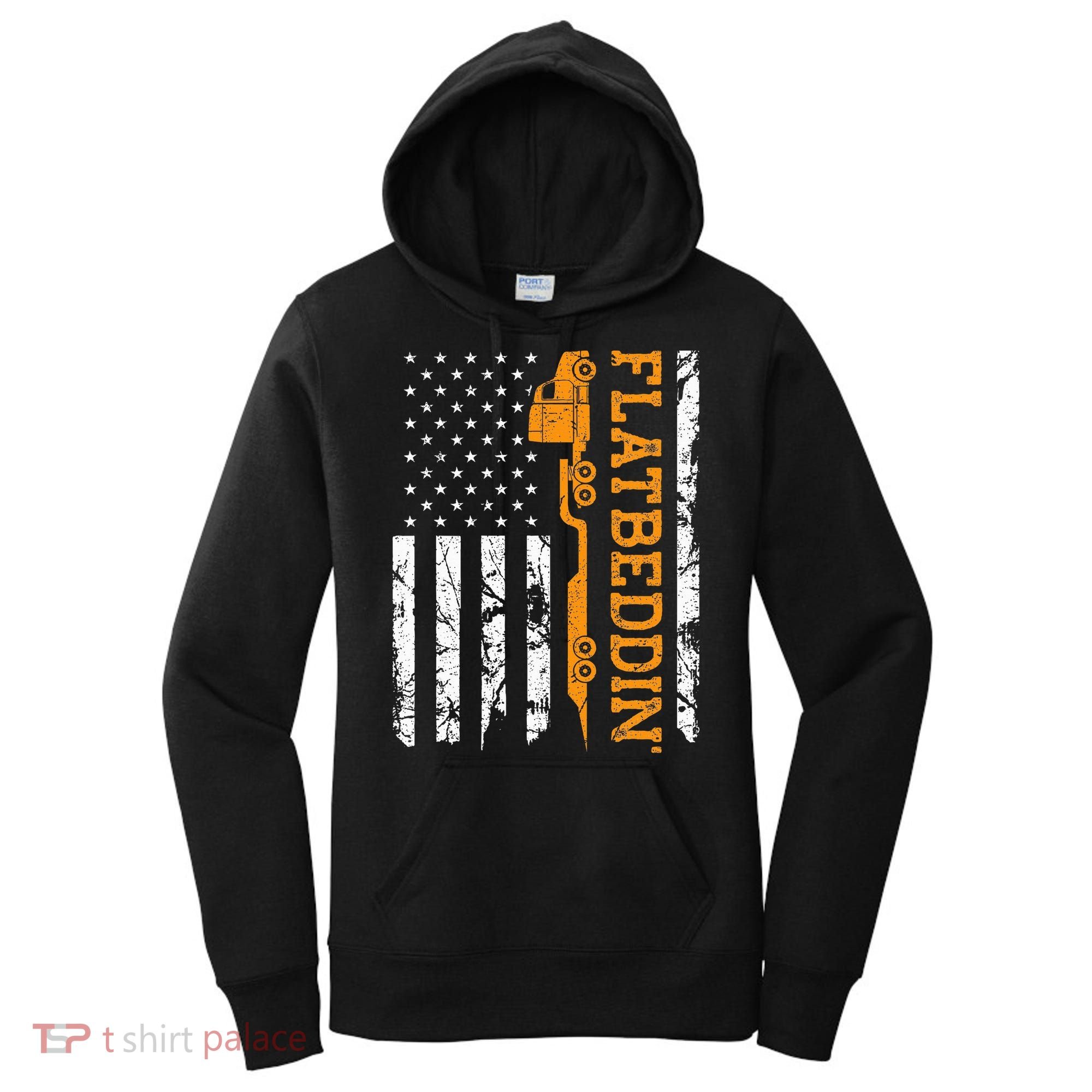 Flatbedder Truck American Flag Patriotic Flatbed Trucker Women's Hoodie