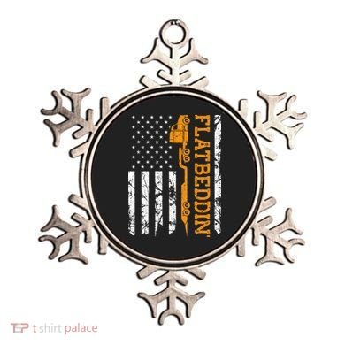 Flatbedder Truck American Flag Patriotic Flatbed Trucker Ornament