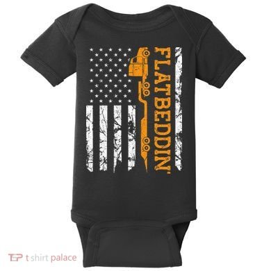 Flatbedder Truck American Flag Patriotic Flatbed Trucker Baby Bodysuit