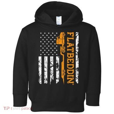 Flatbedder Truck American Flag Patriotic Flatbed Trucker Toddler Hoodie