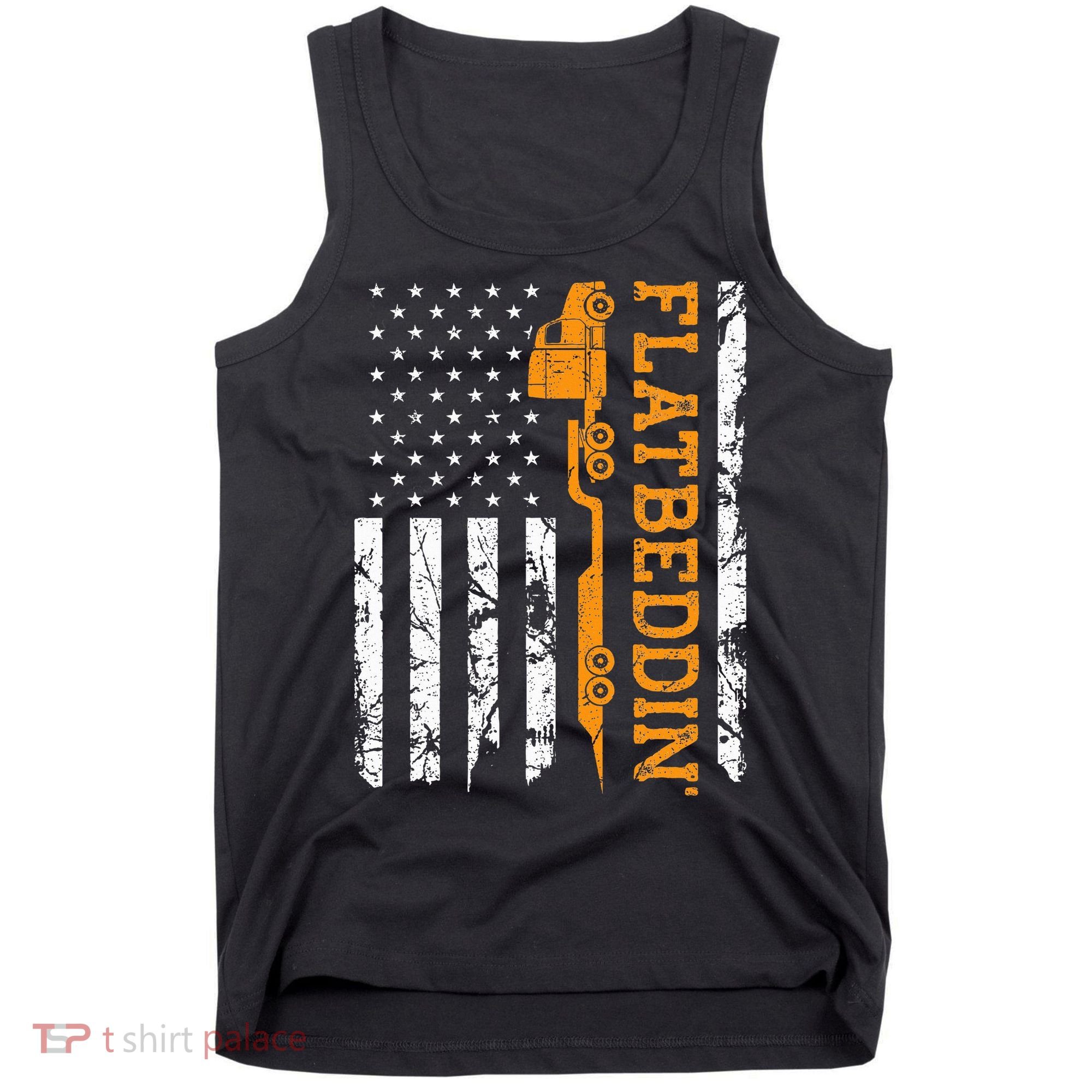Flatbedder Truck American Flag Patriotic Flatbed Trucker Tank Top