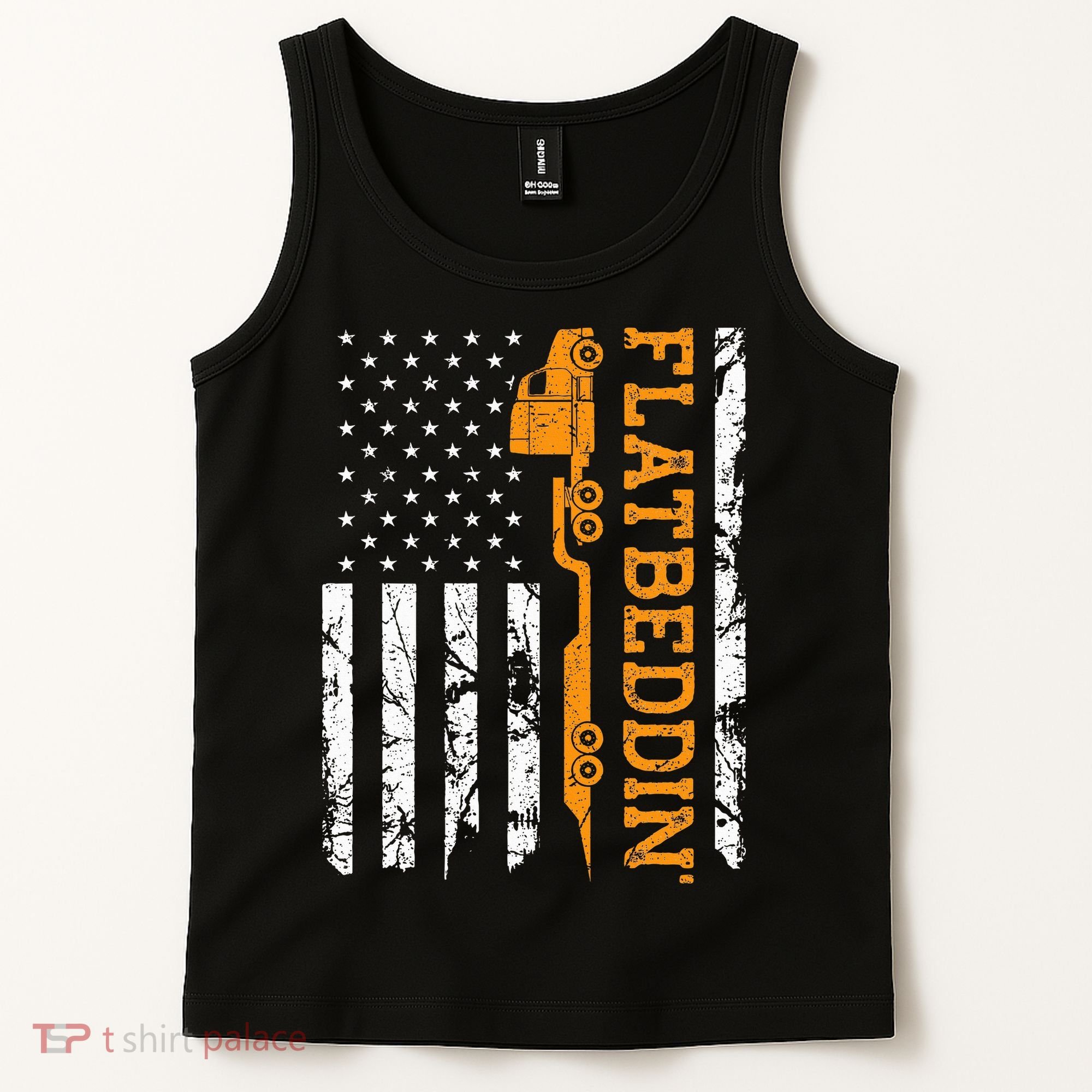 Flatbedder Truck American Flag Patriotic Flatbed Trucker Tank Top