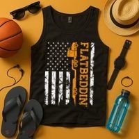 Flatbedder Truck American Flag Patriotic Flatbed Trucker Tank Top thumb 4