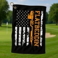 Flatbedder Truck American Flag Patriotic Flatbed Trucker Golf Towel thumb 1