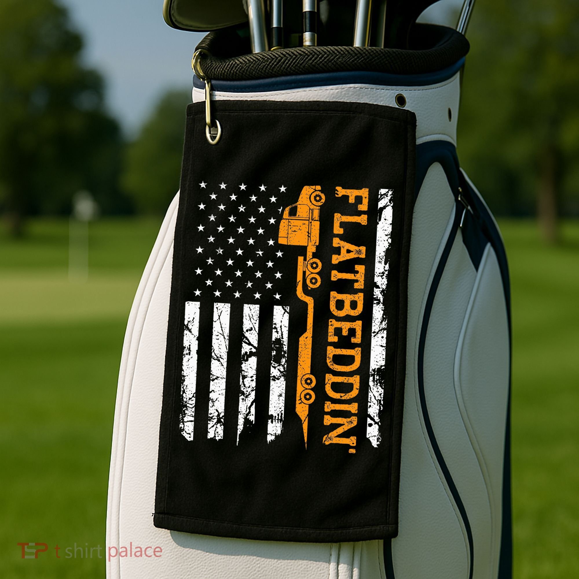 Flatbedder Truck American Flag Patriotic Flatbed Trucker Golf Towel