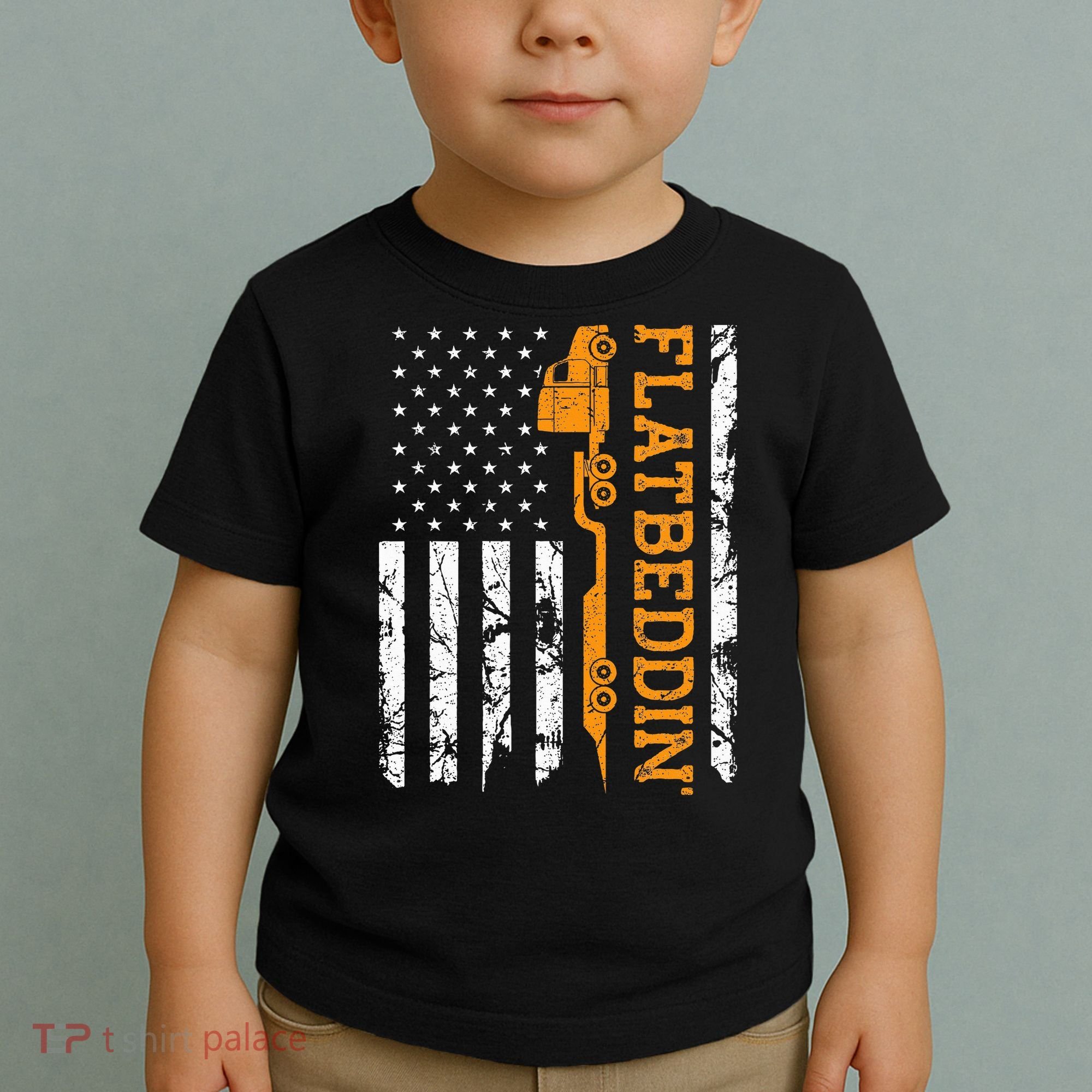 Flatbedder Truck American Flag Patriotic Flatbed Trucker Toddler T-Shirt