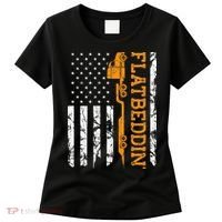 Flatbedder Truck American Flag Patriotic Flatbed Trucker Women's T-Shirt thumb 0