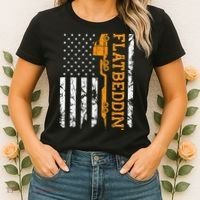 Flatbedder Truck American Flag Patriotic Flatbed Trucker Women's T-Shirt thumb 2