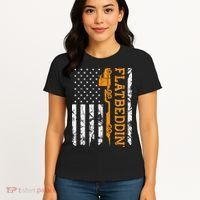 Flatbedder Truck American Flag Patriotic Flatbed Trucker Women's T-Shirt thumb 4