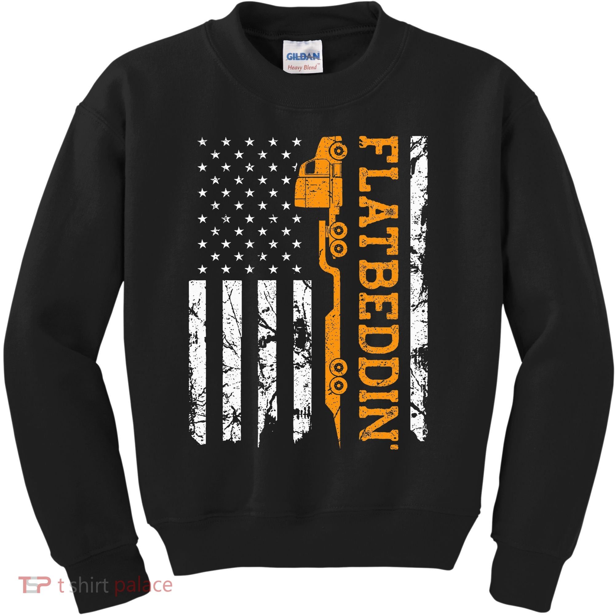 Flatbedder Truck American Flag Patriotic Flatbed Trucker Kids Sweatshirt
