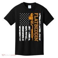 Flatbedder Truck American Flag Patriotic Flatbed Trucker Kids T-Shirt thumb 0