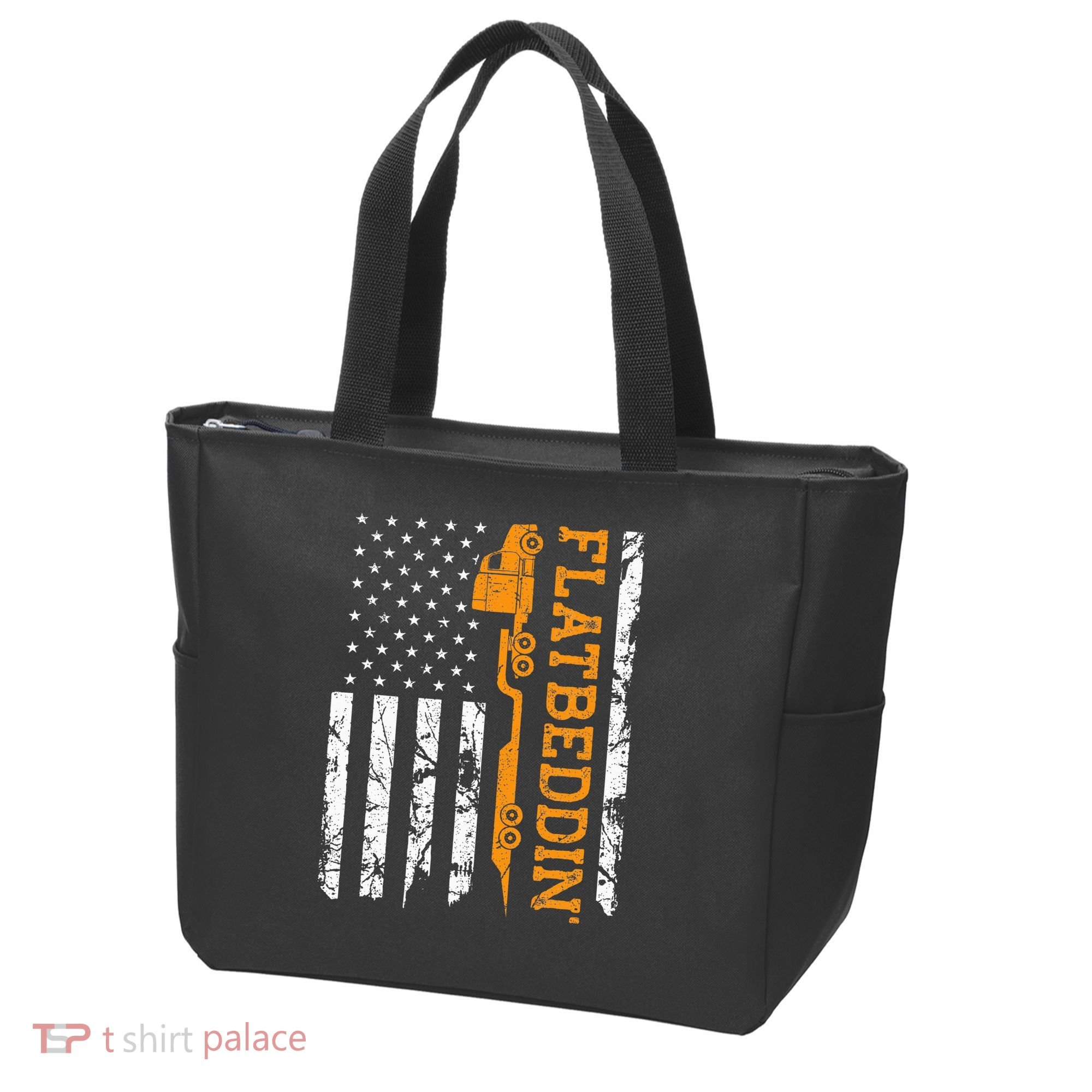 Flatbedder Truck American Flag Patriotic Flatbed Trucker Tote Bag