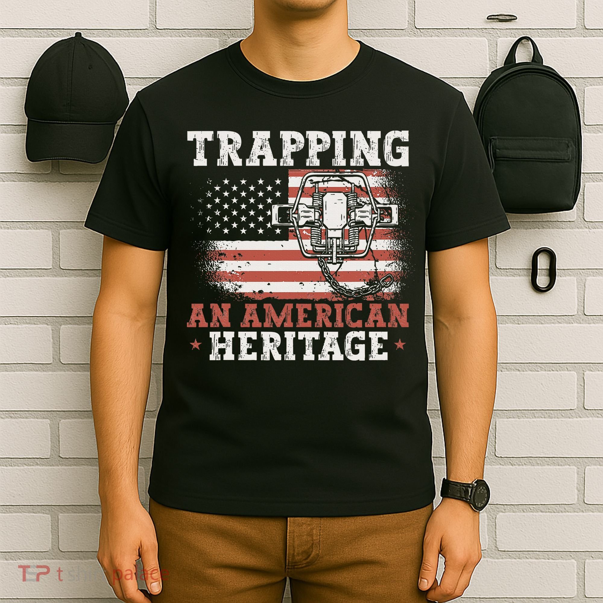 flag Trapping An American Heritage Trap Hunting T-Shirt
