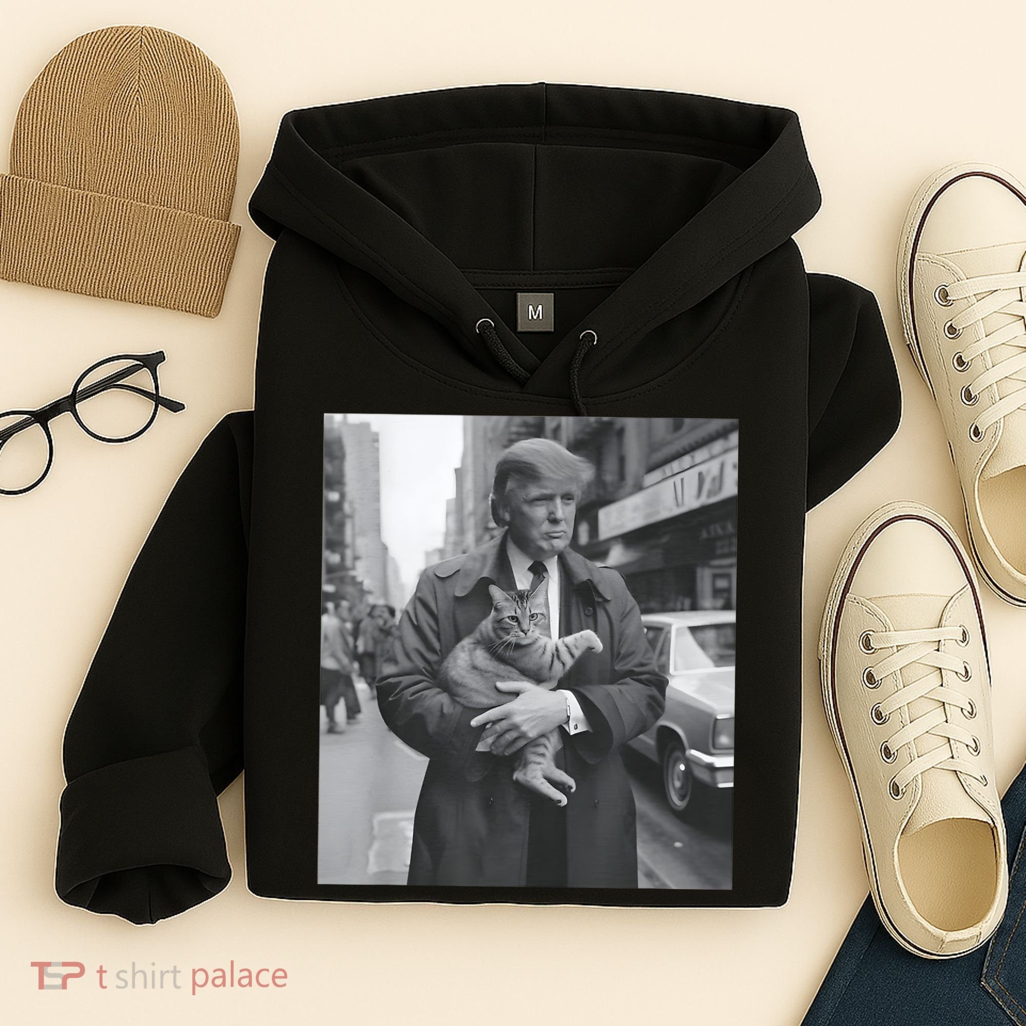 Funny Trump And Cat Funny Political Hoodie