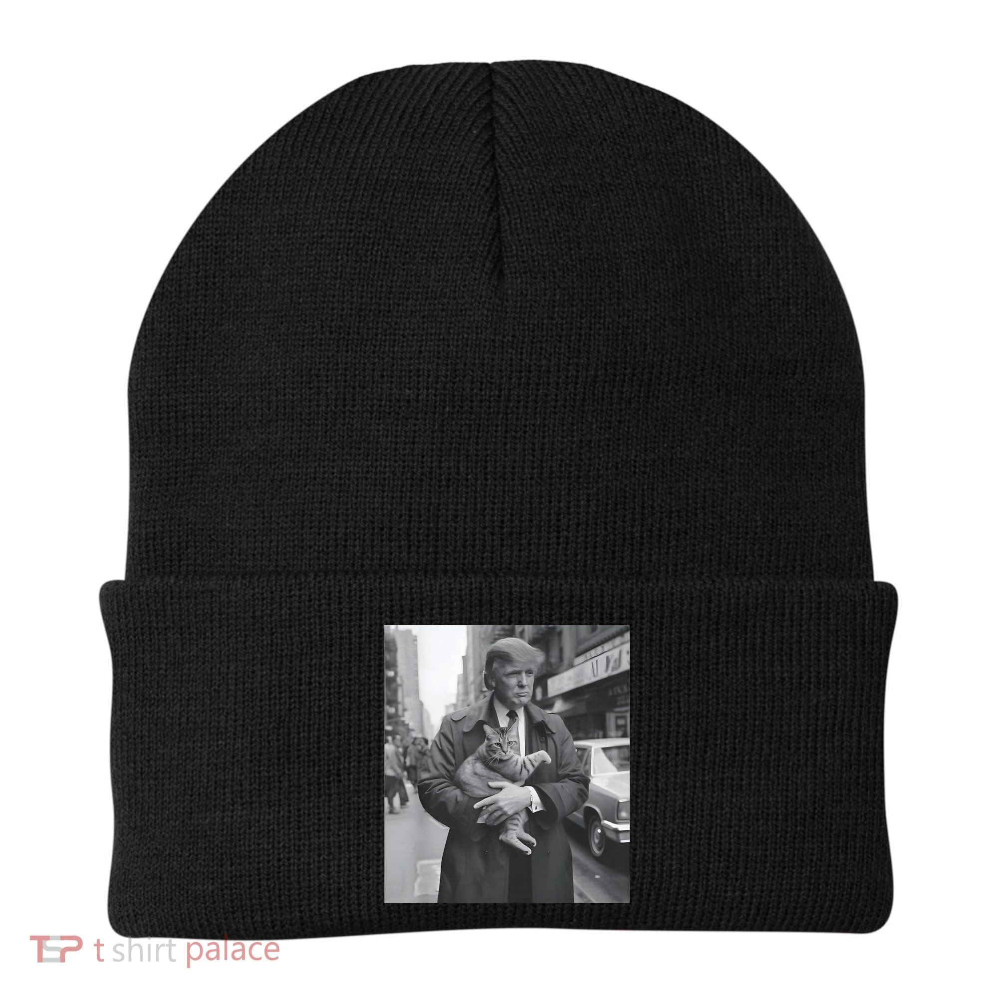 Funny Trump And Cat Funny Political Beanie