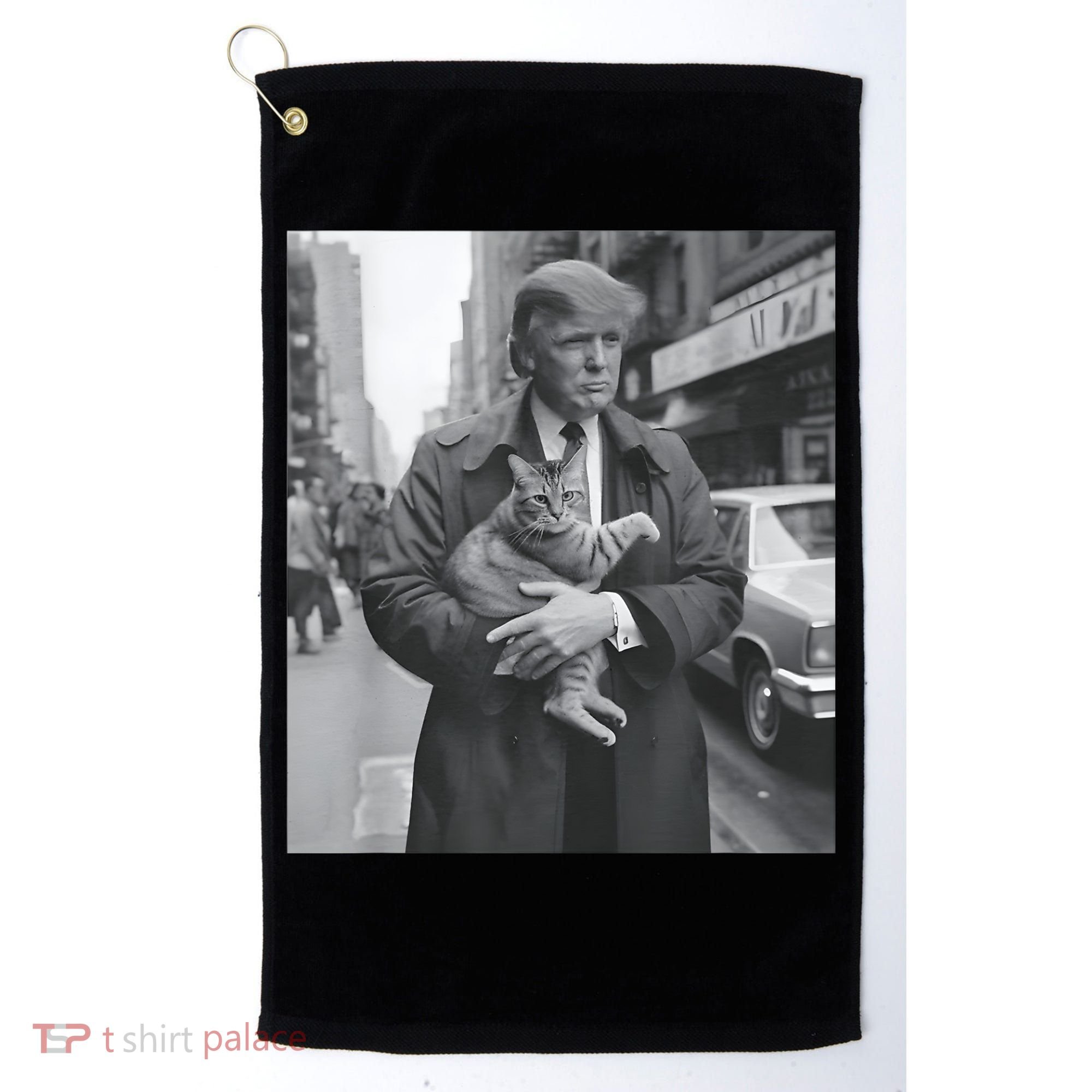 Funny Trump And Cat Funny Political Golf Towel