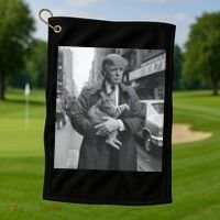 Funny Trump And Cat Funny Political Golf Towel thumb 1