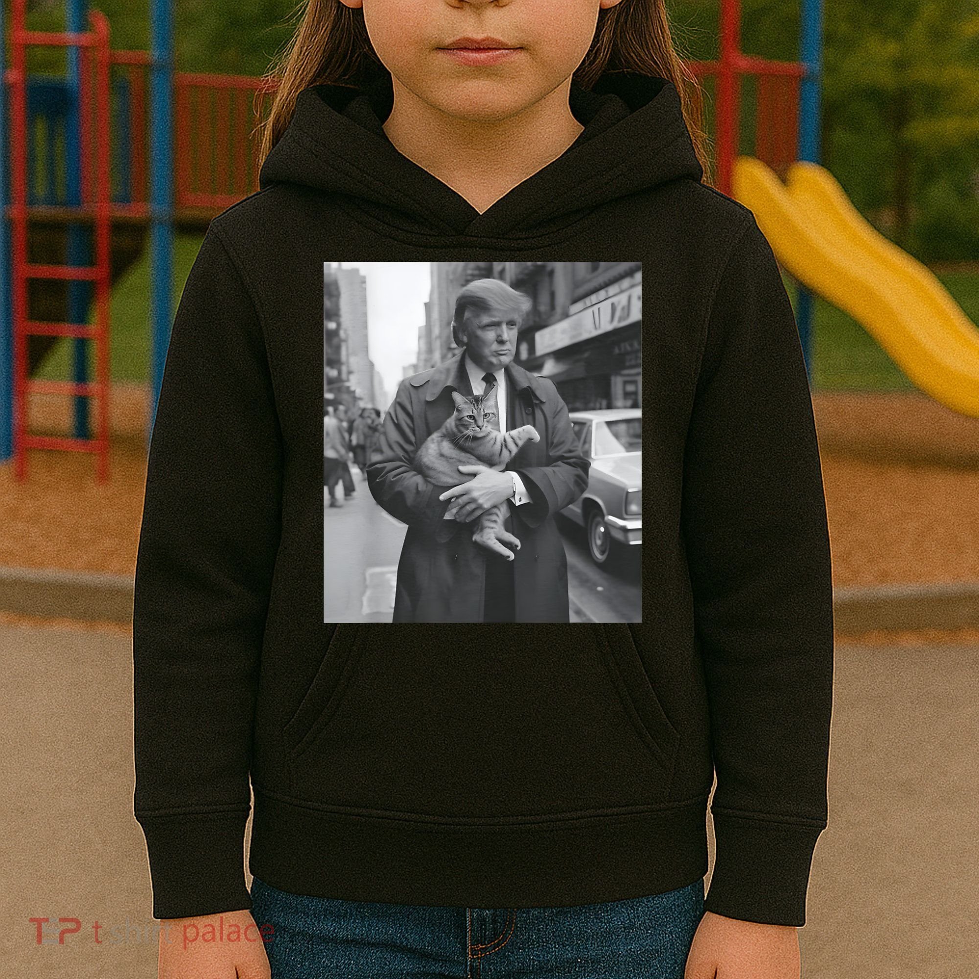 Funny Trump And Cat Funny Political Kids Hoodie