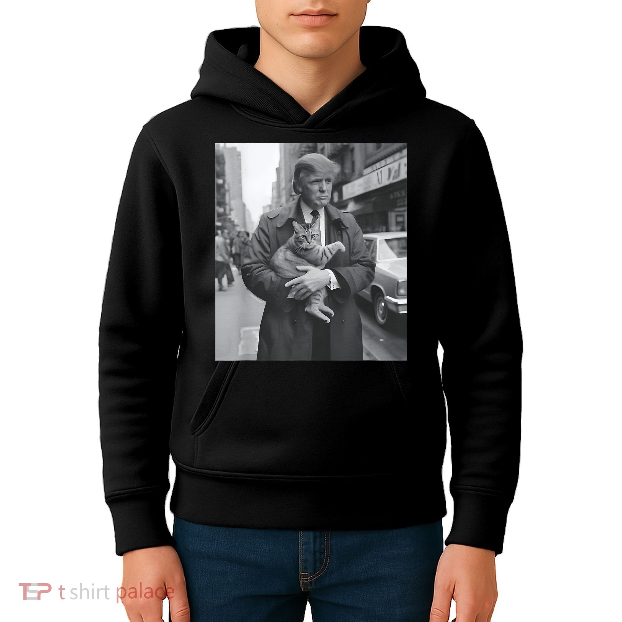 Funny Trump And Cat Funny Political Kids Hoodie